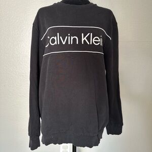 Calvin Klein Sweatshirt Logo Crewneck Sweatshirt Black Pullover Unisex Size L